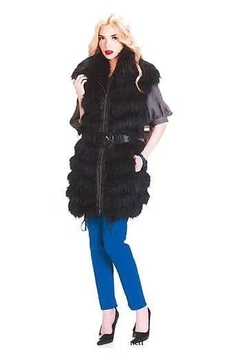 Woman Wearing Sleeveless Fur Jacket — Bayonne, NJ — Famous Furs Ltd.