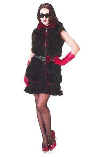 Woman Wearing Sleeveless Fur Jacket with Belt — Bayonne, NJ — Famous Furs Ltd.