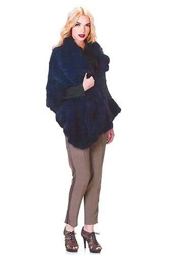 Woman Wearing Dark Blue Fur Jacket — Bayonne, NJ — Famous Furs Ltd.