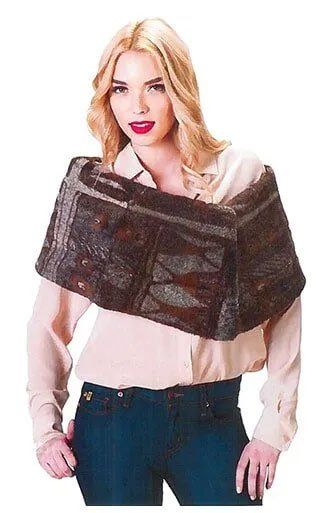 Woman Wearing Fur Scarf with Design — Bayonne, NJ — Famous Furs Ltd.