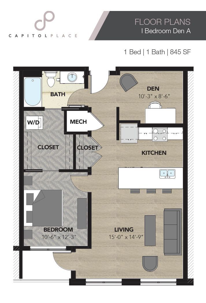 1 Bed | 1 Bath | 845 F