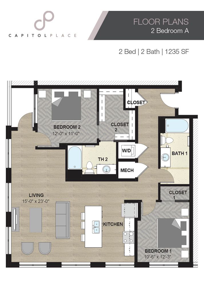2 Bed | 2 Bath | 1235 SF