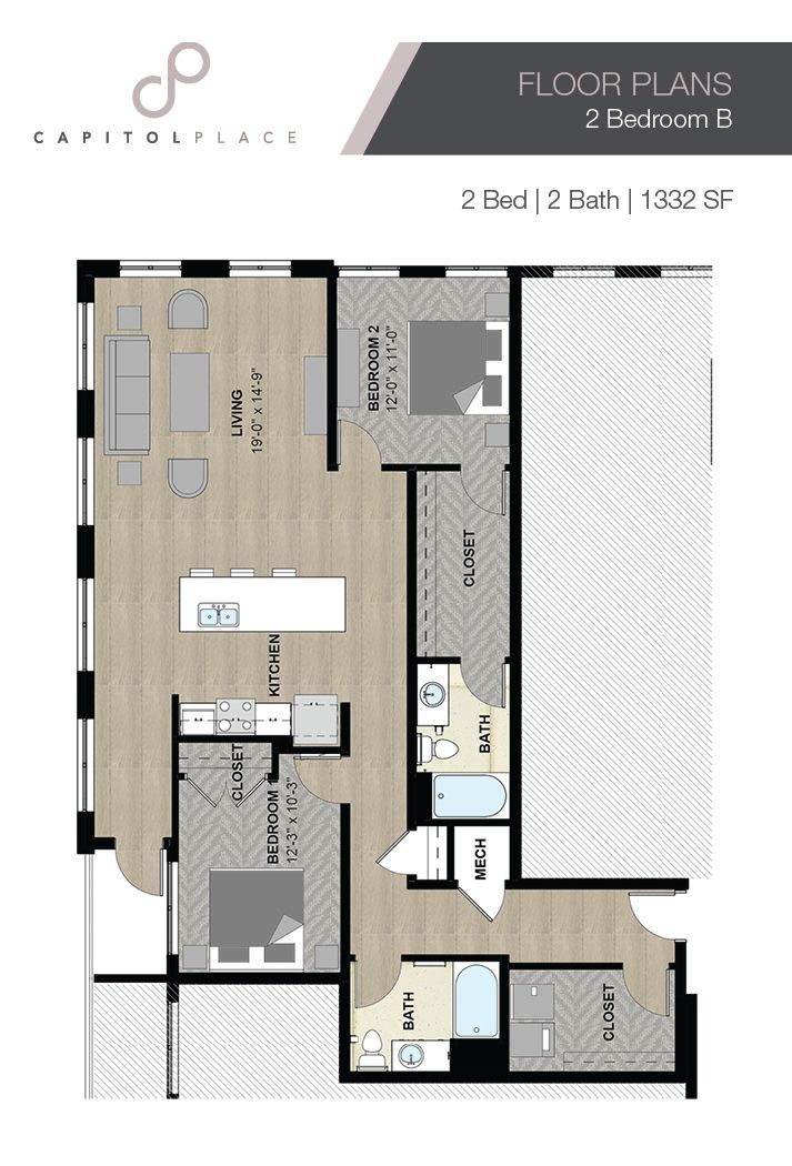2 Bed | 2 Bath | 1332 SF