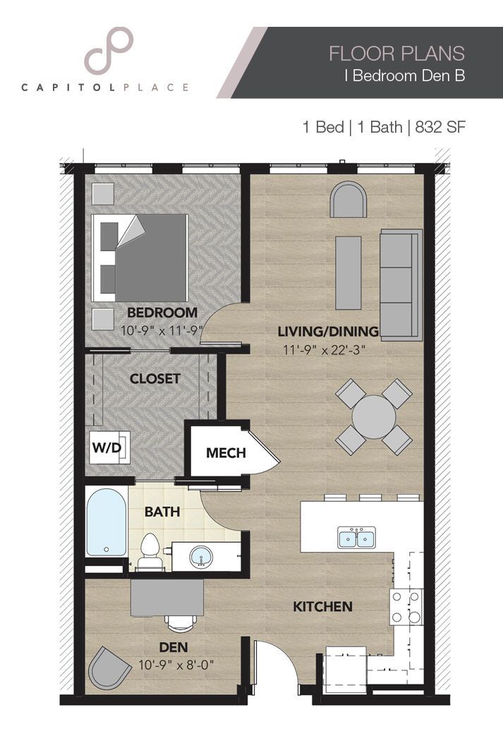 1 Bed | 1 Bath | 832 F