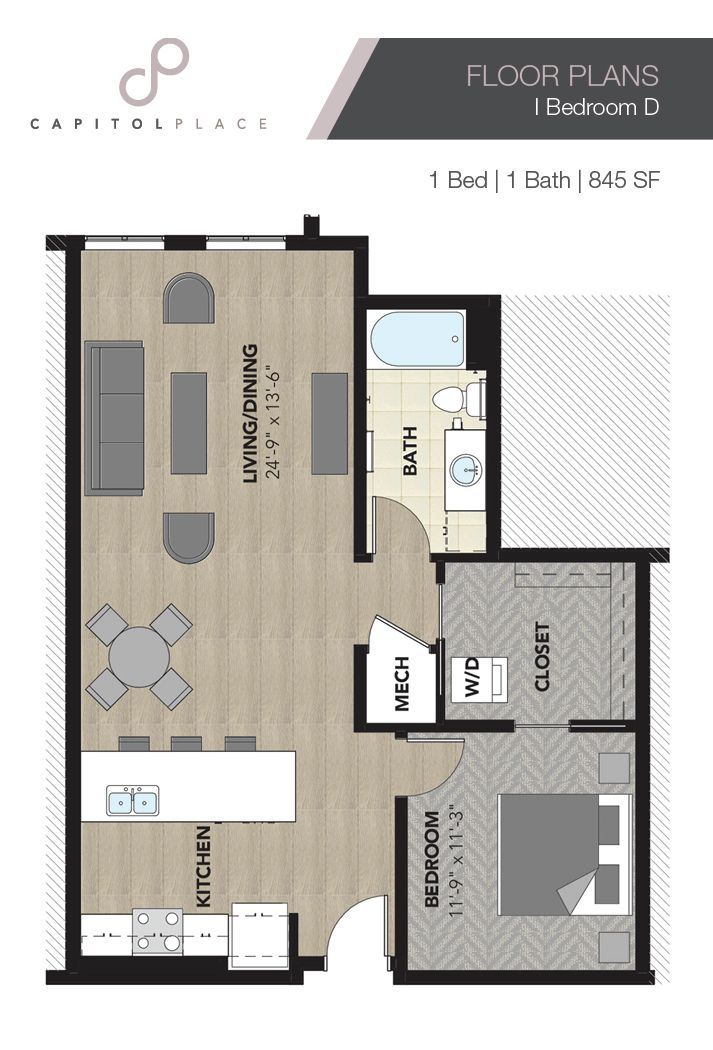 1 Bed | 1 Bath | 845 F