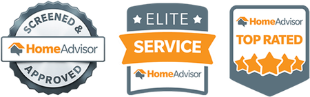 Three logos for home advisor are shown on a white background