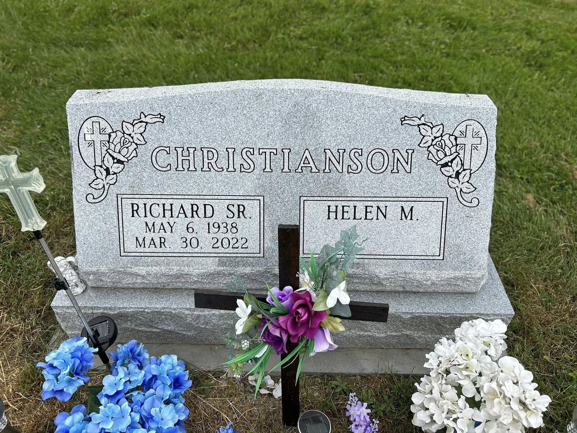 Gray headstone with 