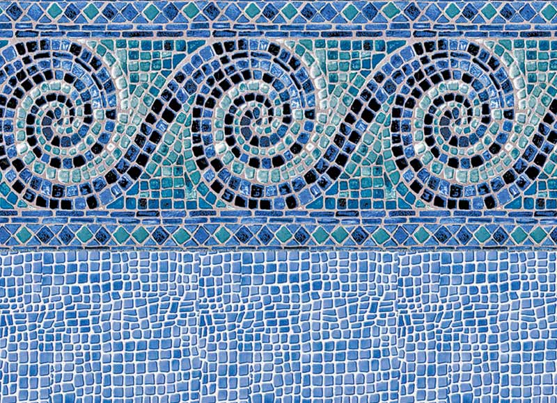 Un gros plan d une bordure en mosaïque sur une piscine.