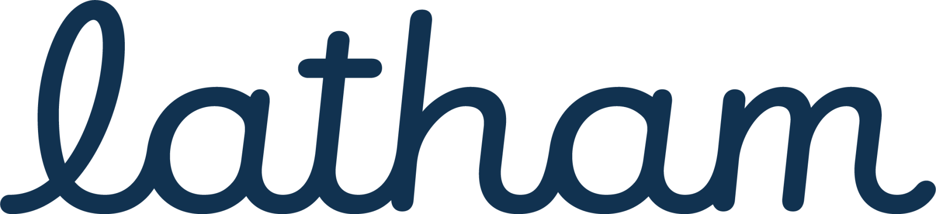 Le mot latham est écrit en bleu sur fond blanc