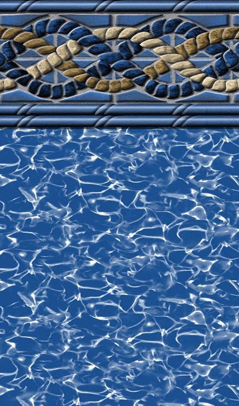 Une photo d’une piscine avec une bordure de corde et de rochers.