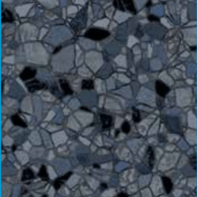 Un gros plan d un sol carrelé bleu et noir.