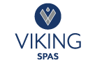 Un logo pour les spas vikings avec av dans un cercle bleu.