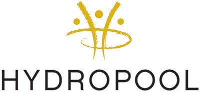 Un logo pour une entreprise appelée hydropool avec un logo jaune et noir.