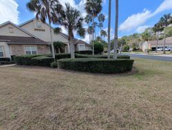 Low-angle view of a well-manicured, green hedge and brown grass in front of a tan building under a blue sky.