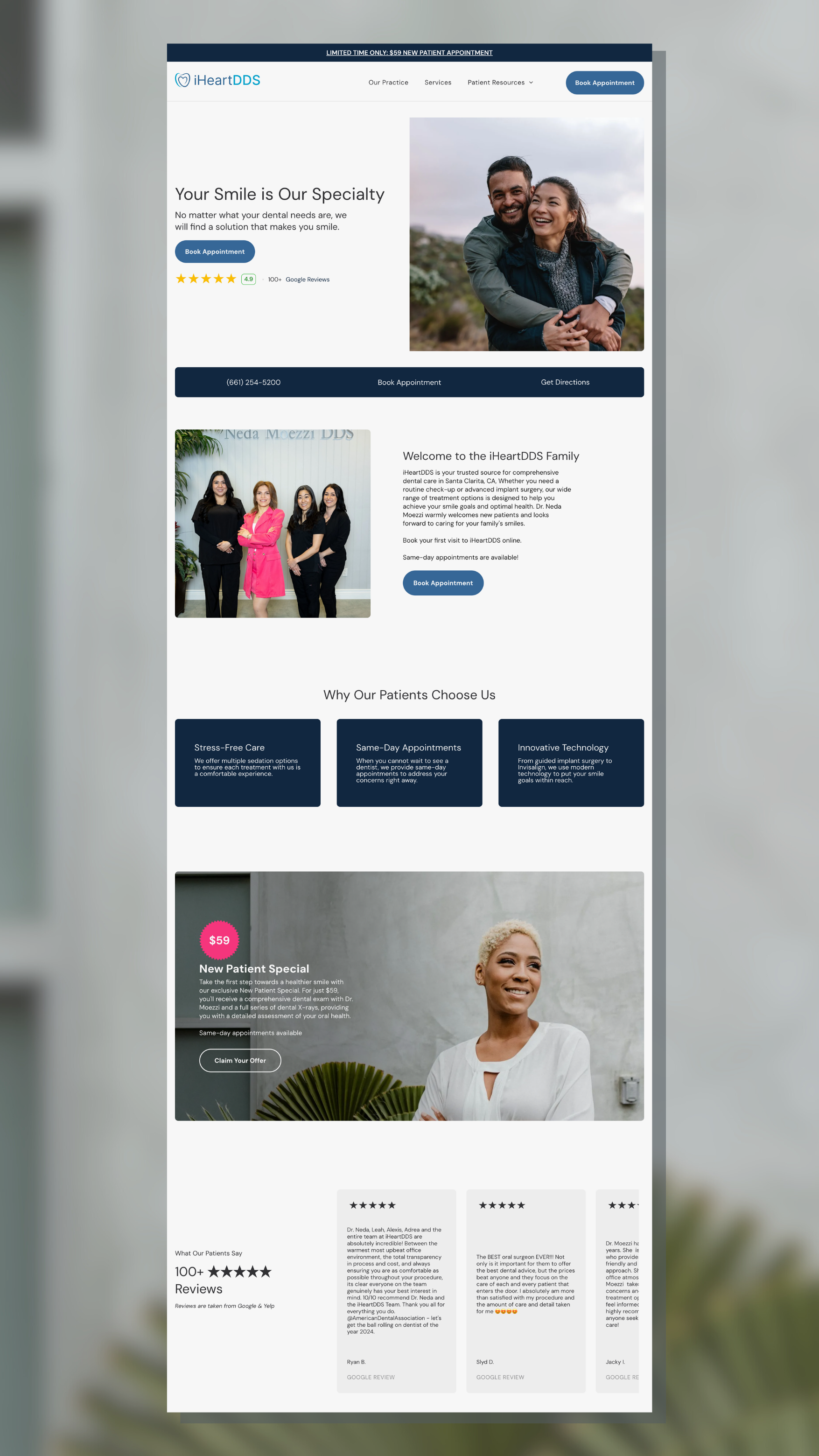 portfolio example: dental website