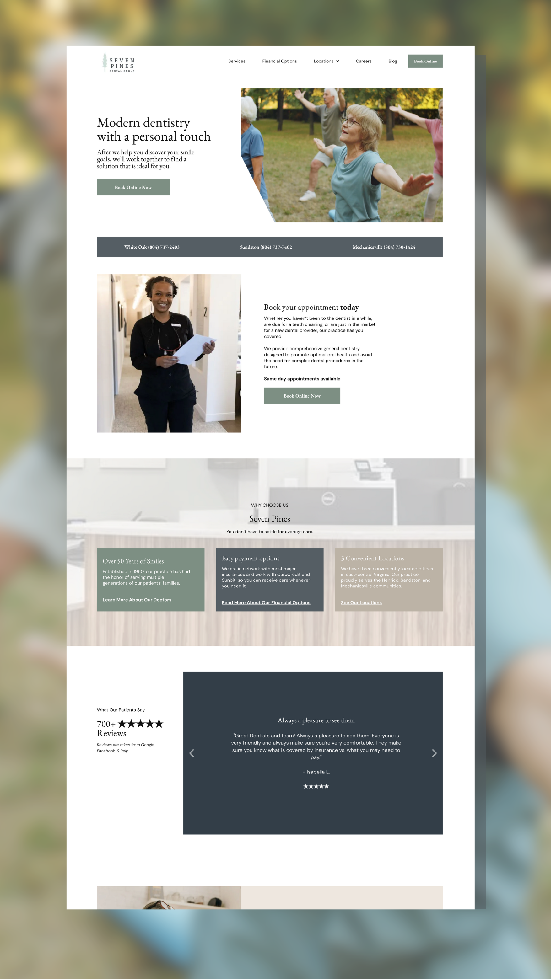 portfolio example: dental website