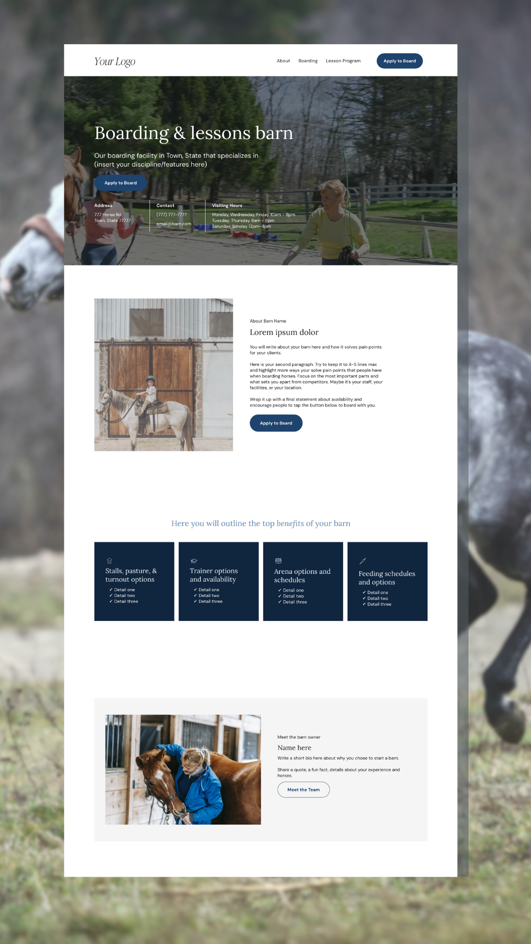 portfolio example: horse barn