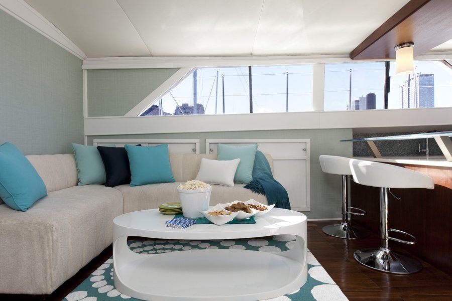 A living room with a couch and a coffee table