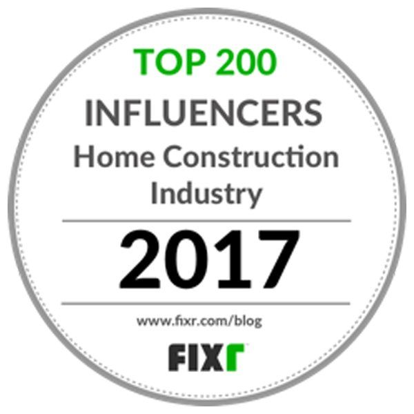 A sticker that says top 200 influencers home construction industry 2017