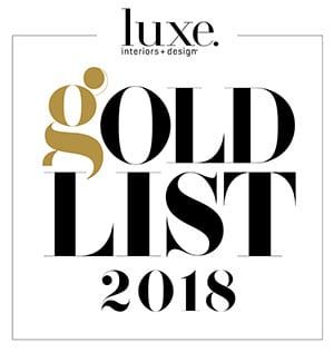 The luxe gold list 2018 logo is black and gold on a white background.