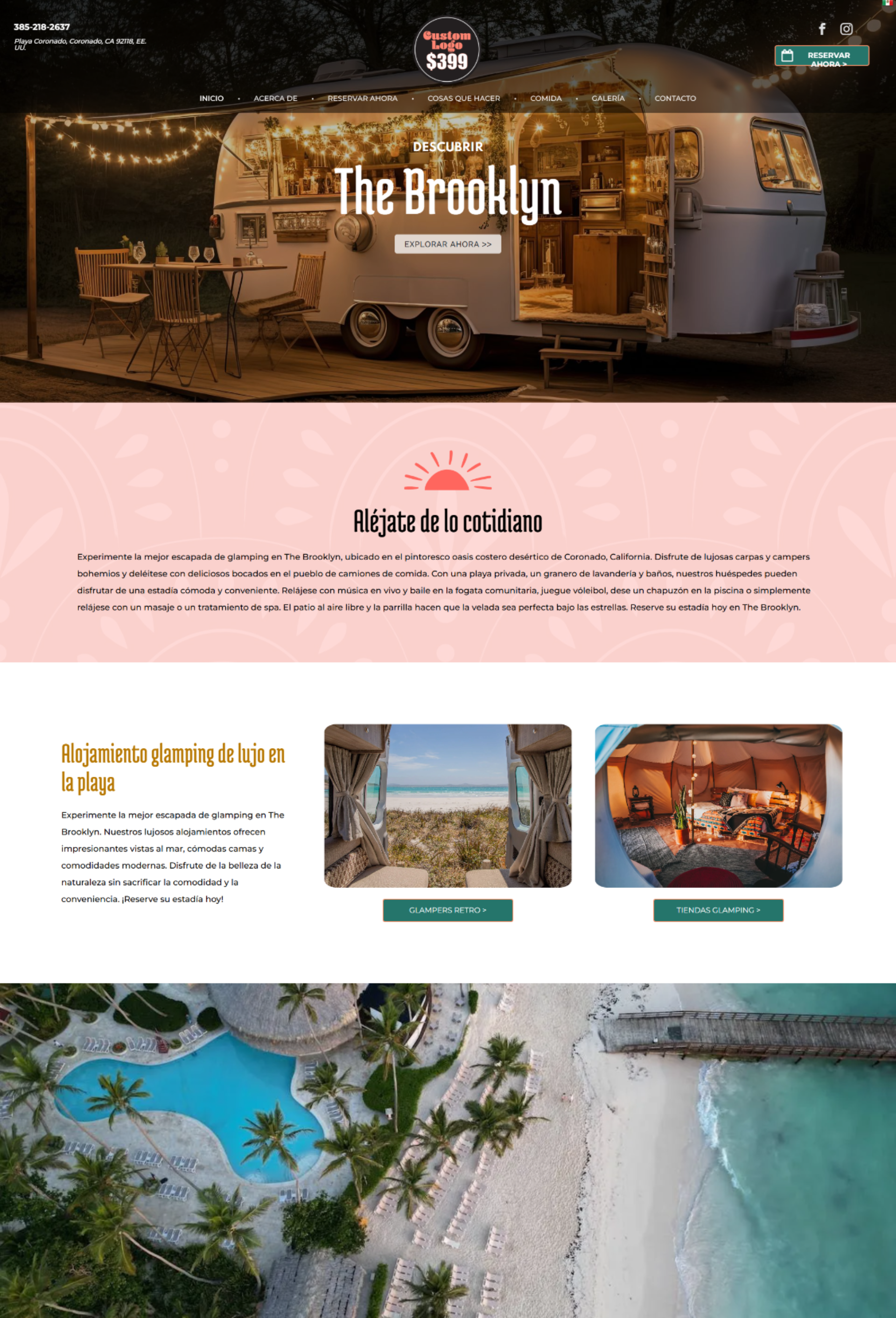 A screenshot of the website for the brooklyn airstream.