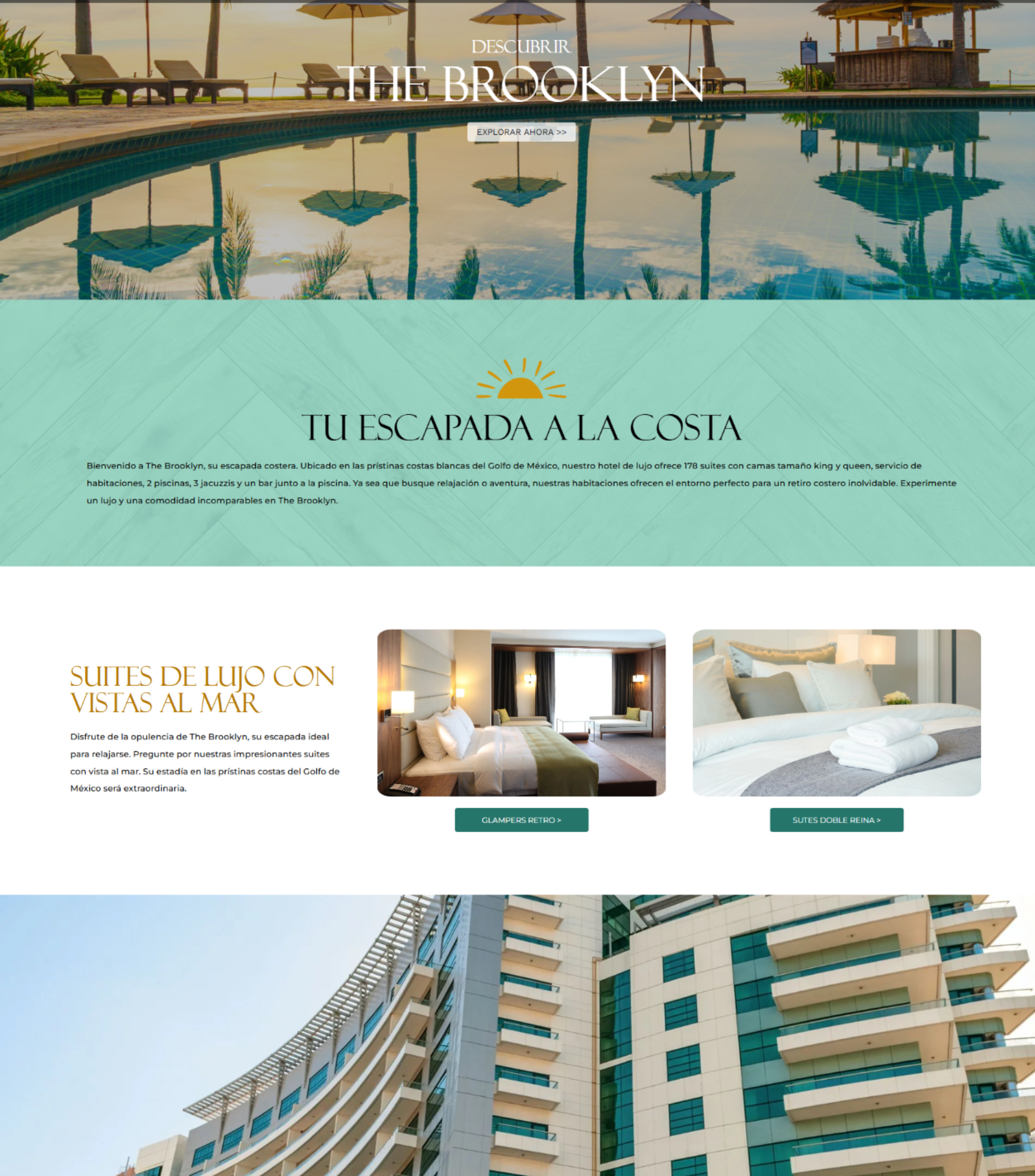 A website depicting a coastal getaway property.