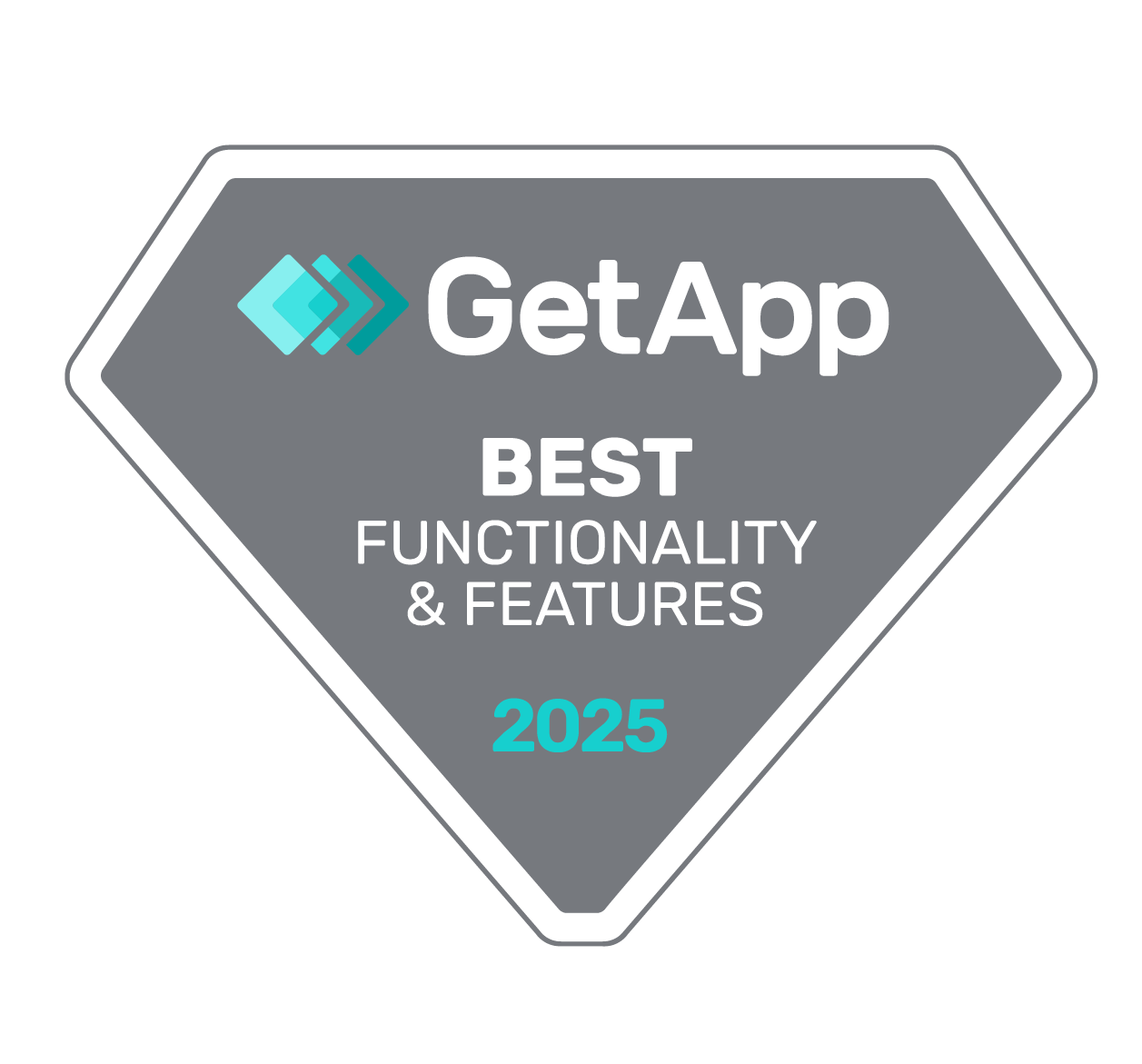 A badge that says getapp best functionality and features in 2024
