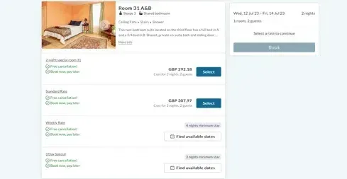 A screenshot of a website showing a bedroom for sale.