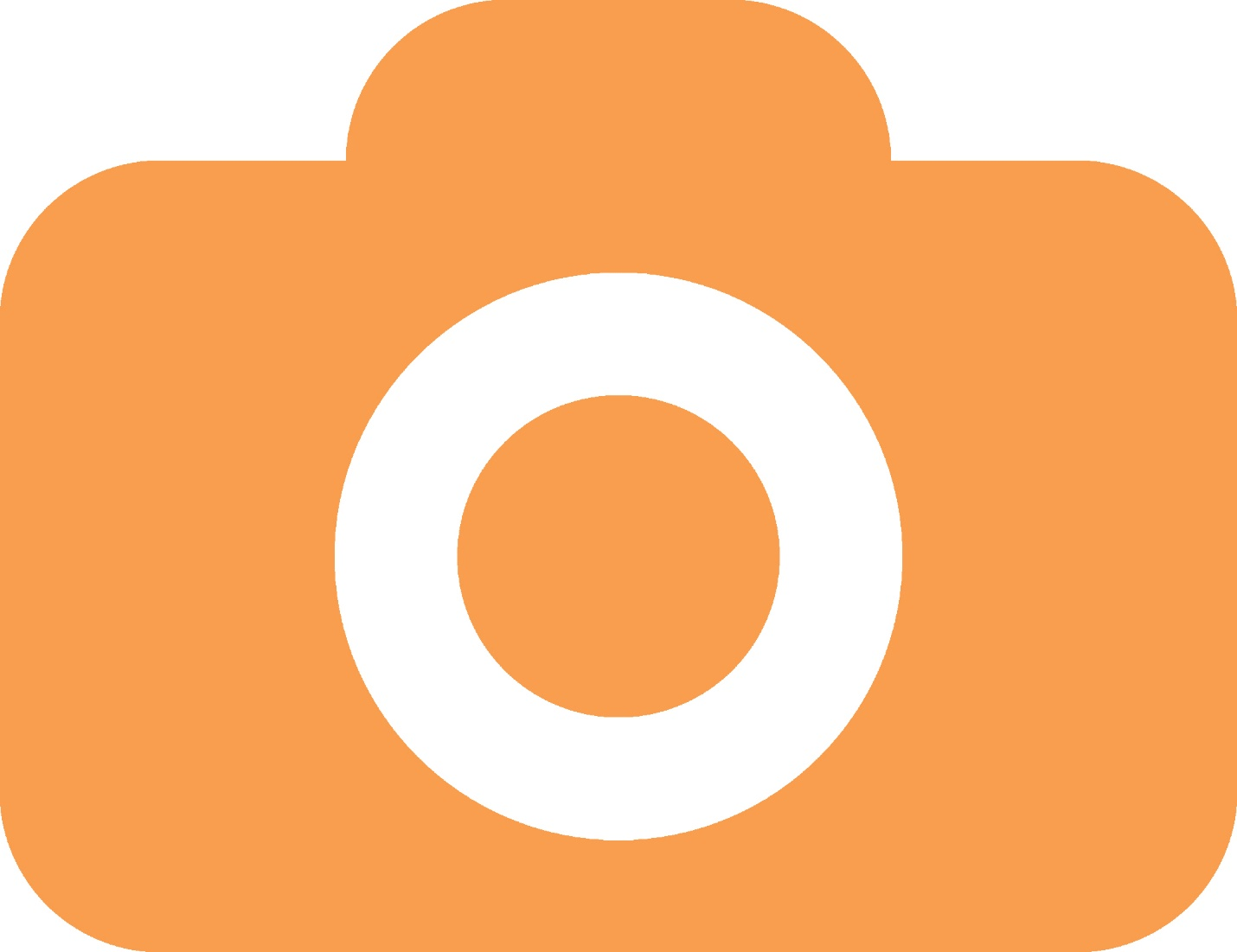Orange camera icon with a white lens.