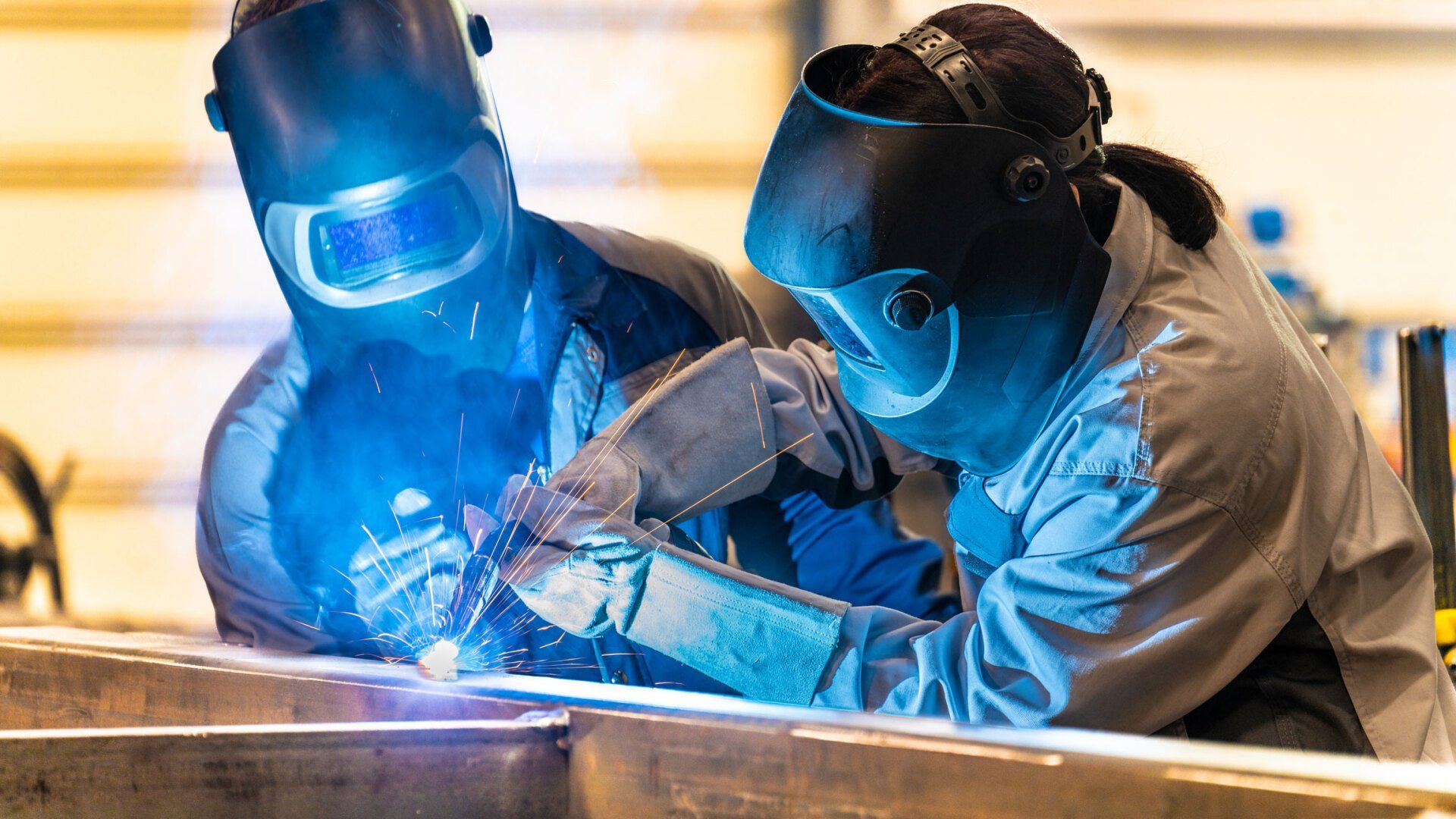 Welders With Protective Mask – Sinton, TX – Sideline Testing LLC