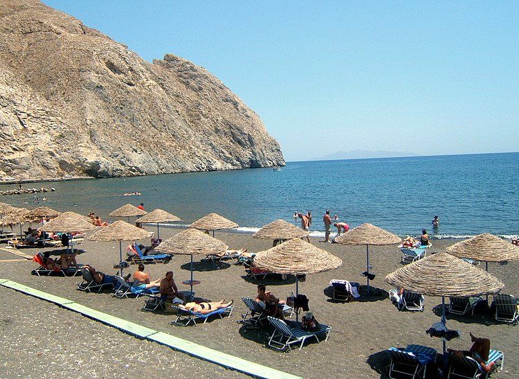 Perissa Beach Santorini Grécia