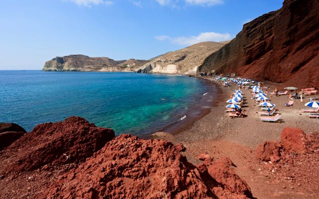 Red Sand Beach Santorini Grécia