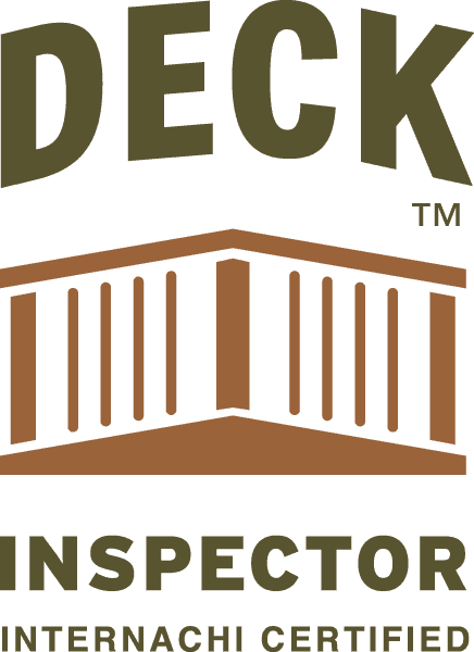 A logo for a deck inspector that is certified