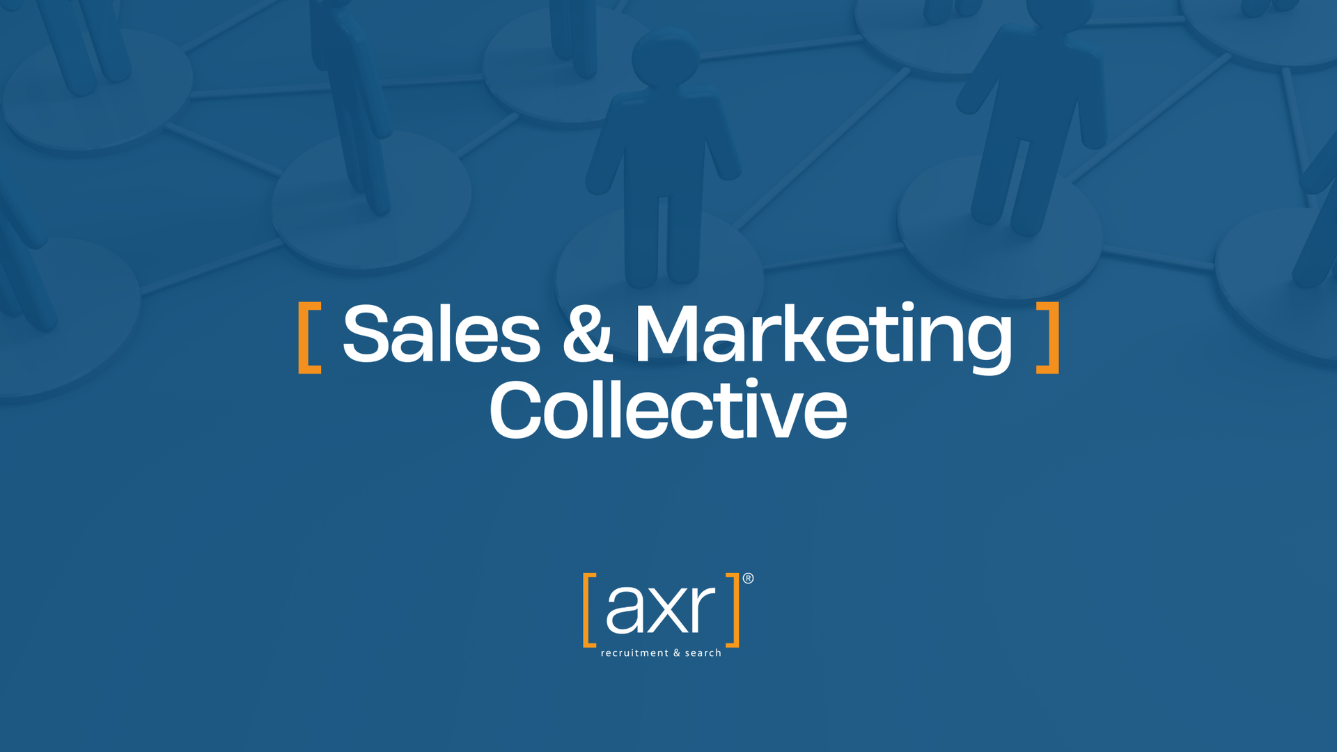 Sales & Marketing Collective logo with networking figures on blue background, by AXR.