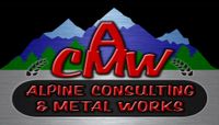 A logo for alpine consulting and metal works