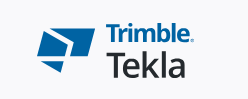 Trimble Tekla logo featuring blue geometric shapes to the left of the brand name in blue and dark gray text.