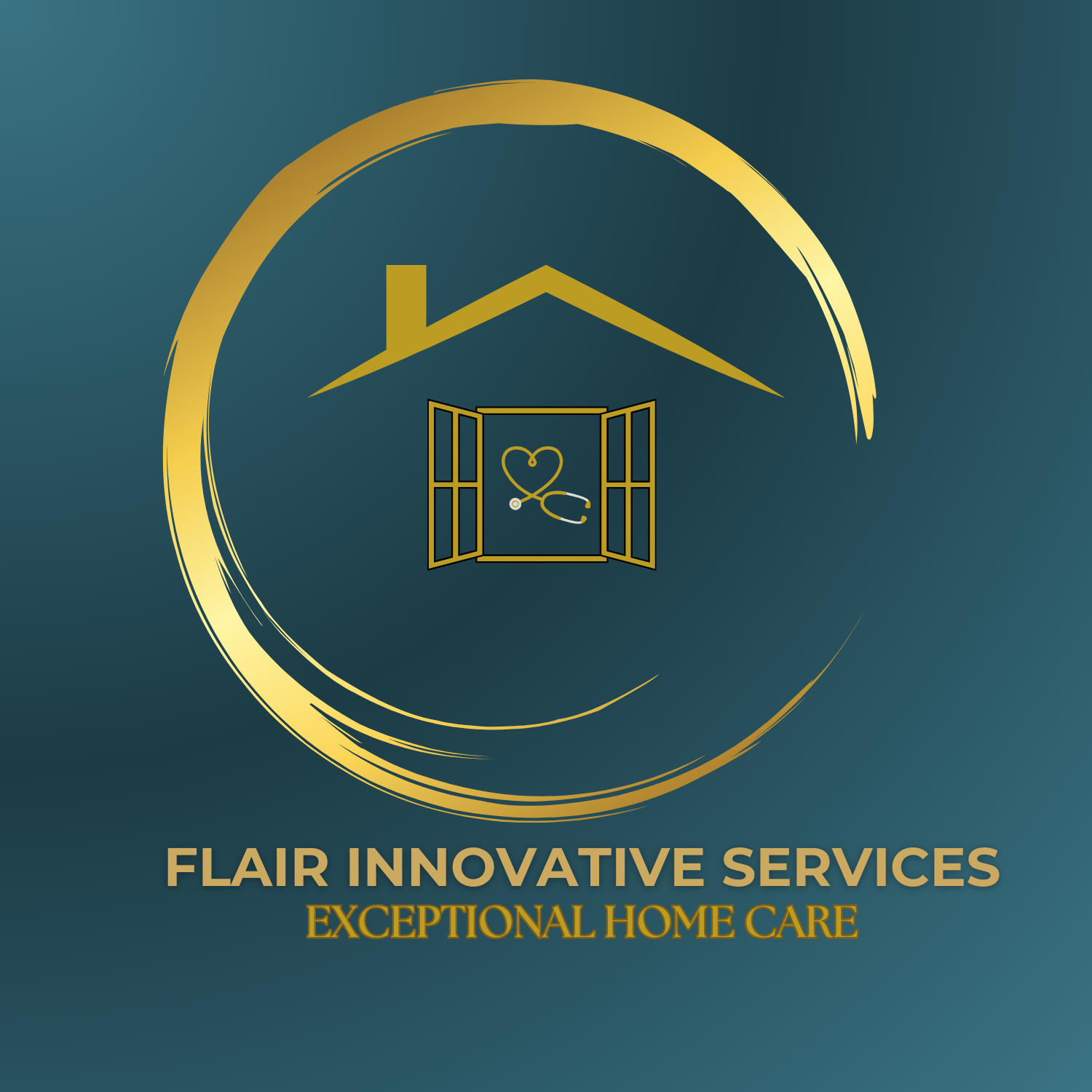 A logo for flair innovative services exceptional home care