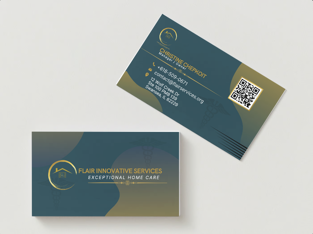 A business card with a qr code on it