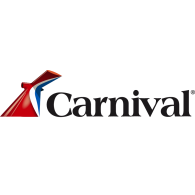 A carnival logo with a red , white , and blue wing on a white background.