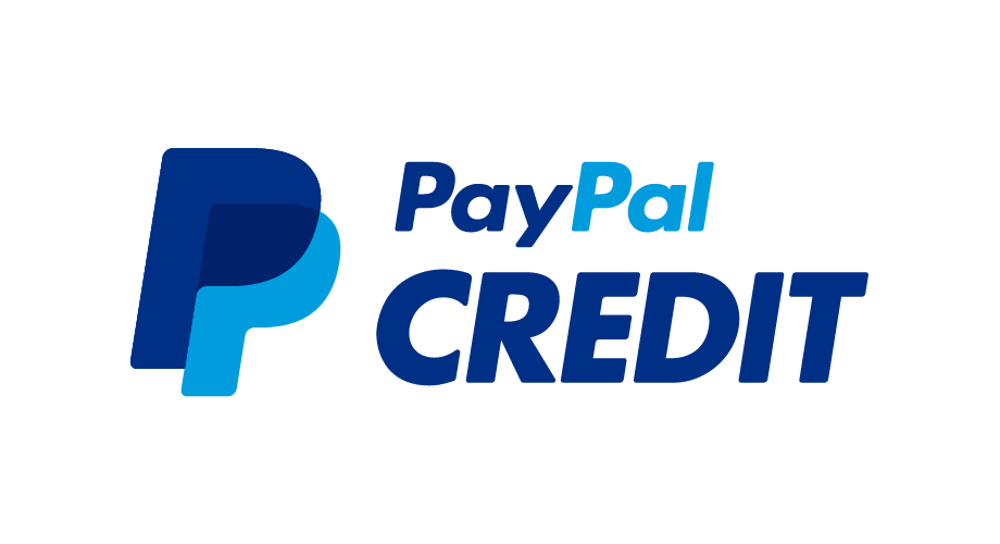 The paypal credit logo is blue and white on a white background.