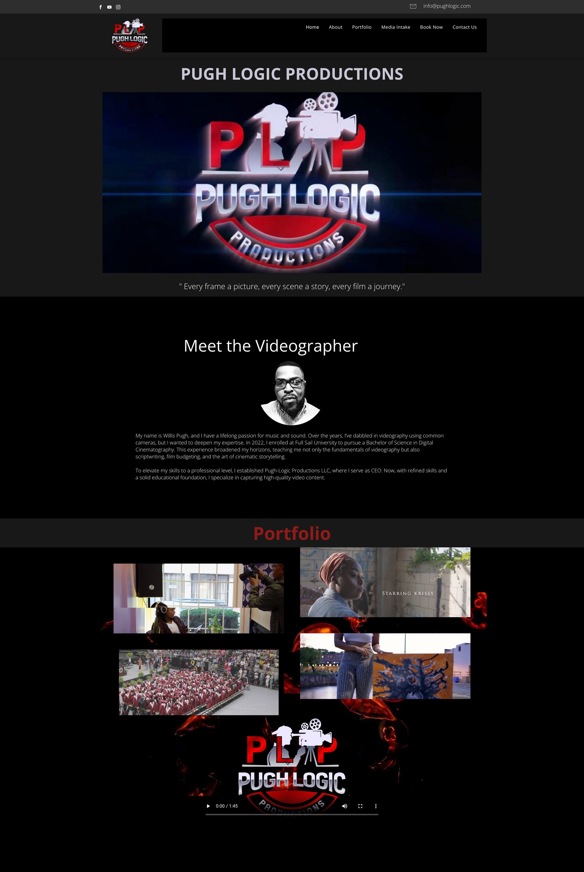A screenshot of a website for pugh logic productions.