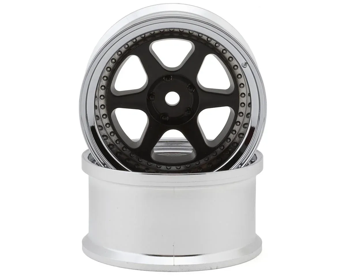 LAB Meister L1 1/10 Drift Wheels (Matte Carbon/Chrome) (2) (8mm Offset) w/12mm Hex