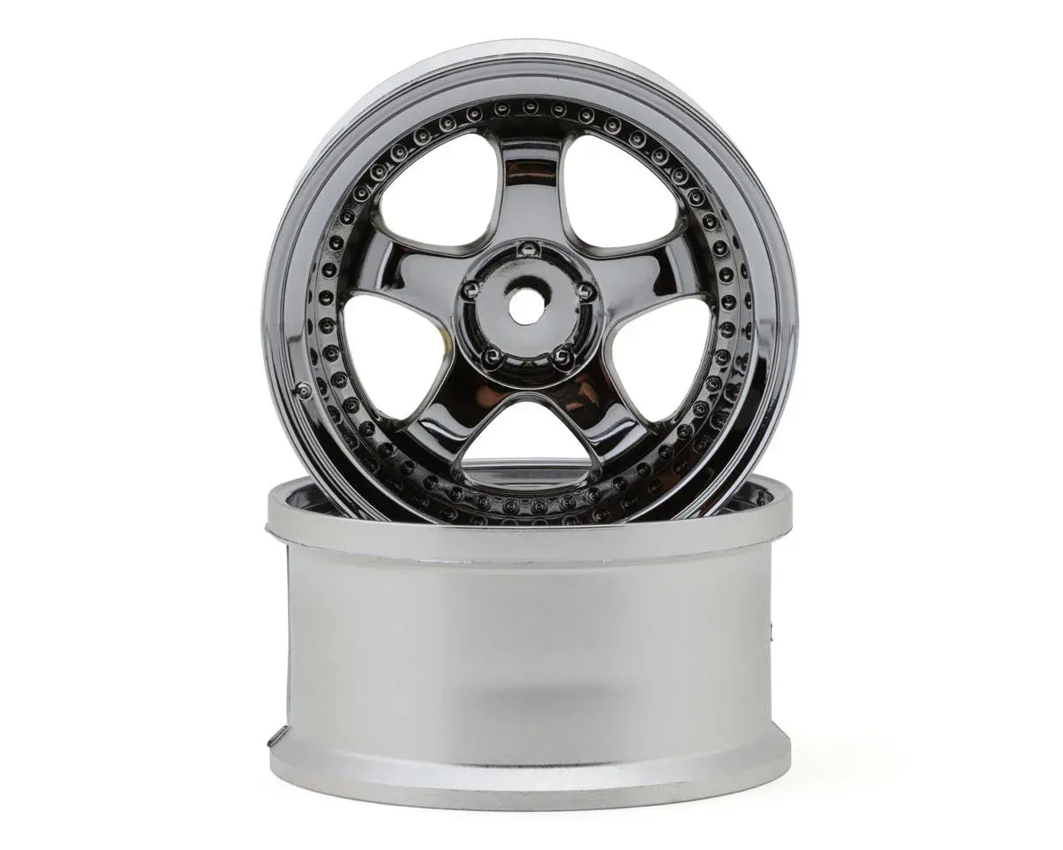 LAB Work Meister S1 1/10 Super High Traction 3-Piece Drift Wheels (Chrome) (2) (8mm Offset) w/12mm Hex