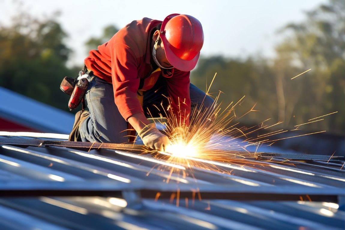 An image of roofer performing metal roofing installation services in Bethesda, MD