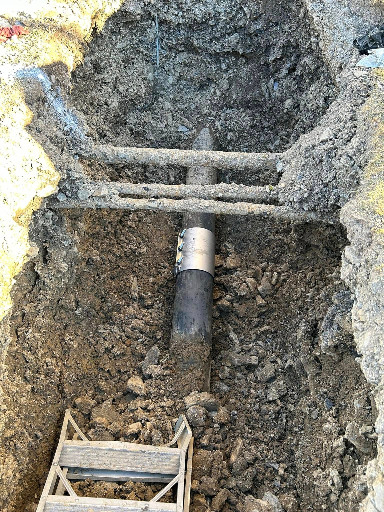 Excavated trench prepared for site work