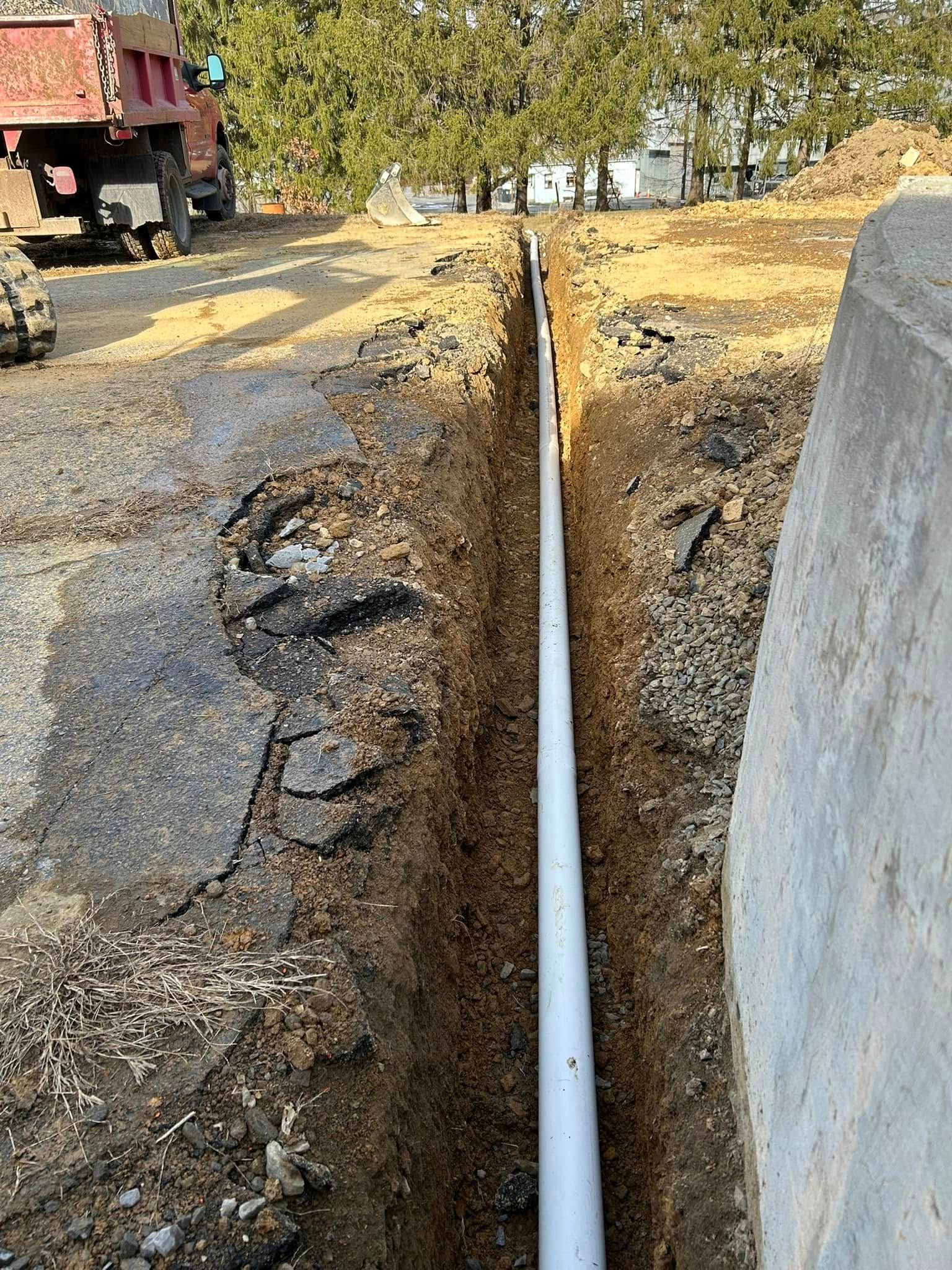 Excavated trench for site preparation work