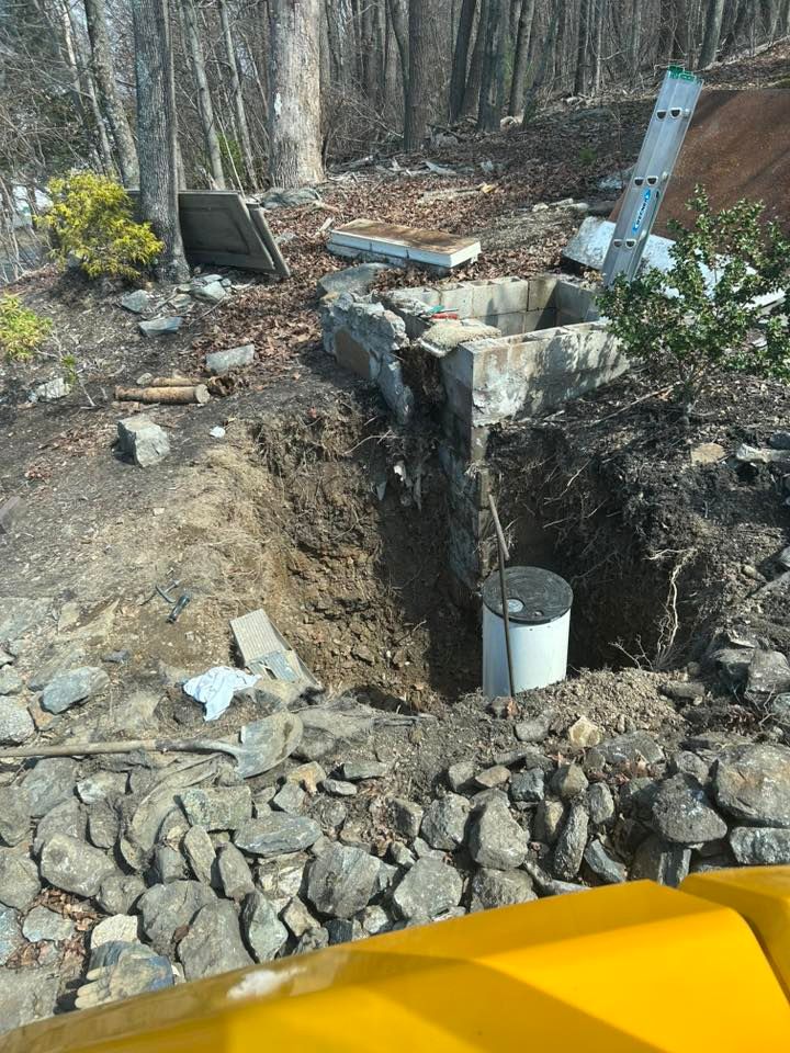 Excavated foundation area prepared for site work