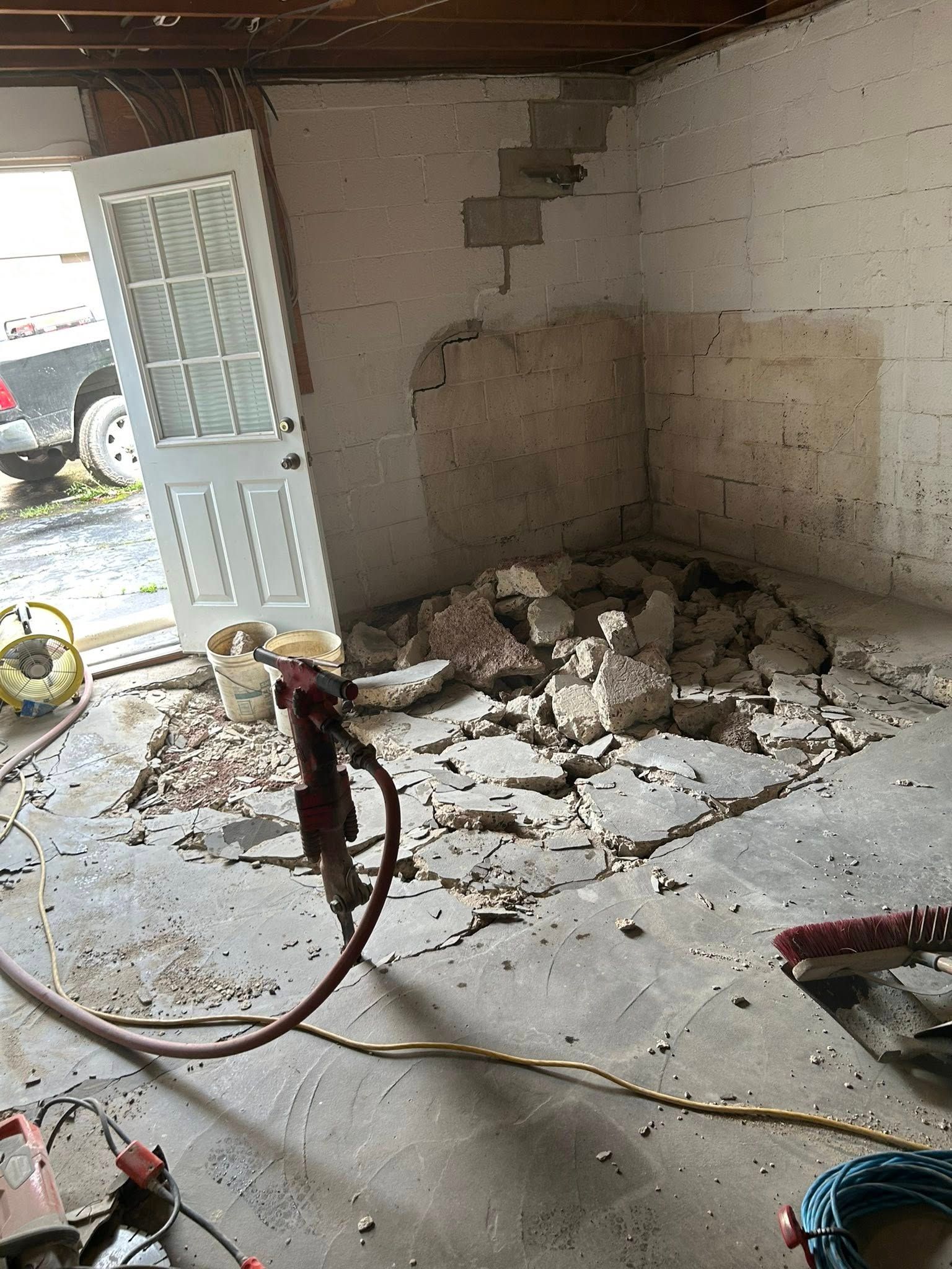 Interior foundation wall condition before site work