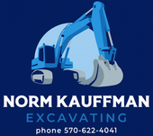 Norm Kauffman Excavating logo with excavator graphic
