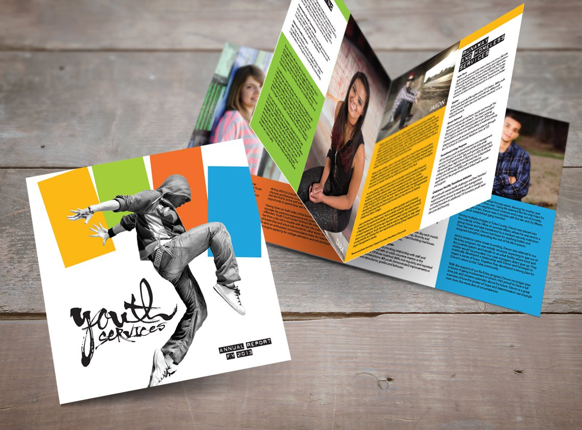 Fun advertising and marketing materials for youth services organization